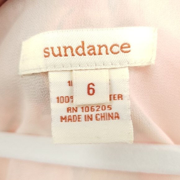 Sundance Silk Mini Dress Red Pink Floral Watercolor Chiffon Women's 6 Tie Waist - Picture 6 of 8